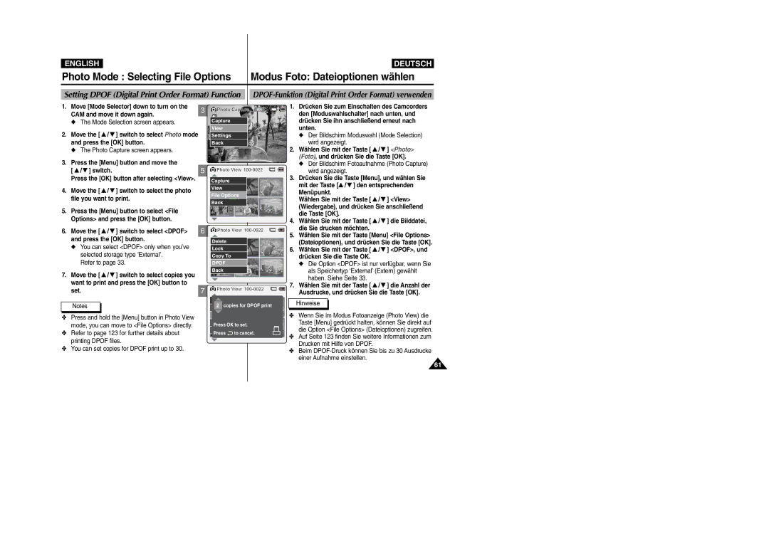 Samsung VP-X110L Move Mode Selector down to turn on, Set.7, Mit der Taste / den entsprechenden, Menüpunkt, Die Taste OK 