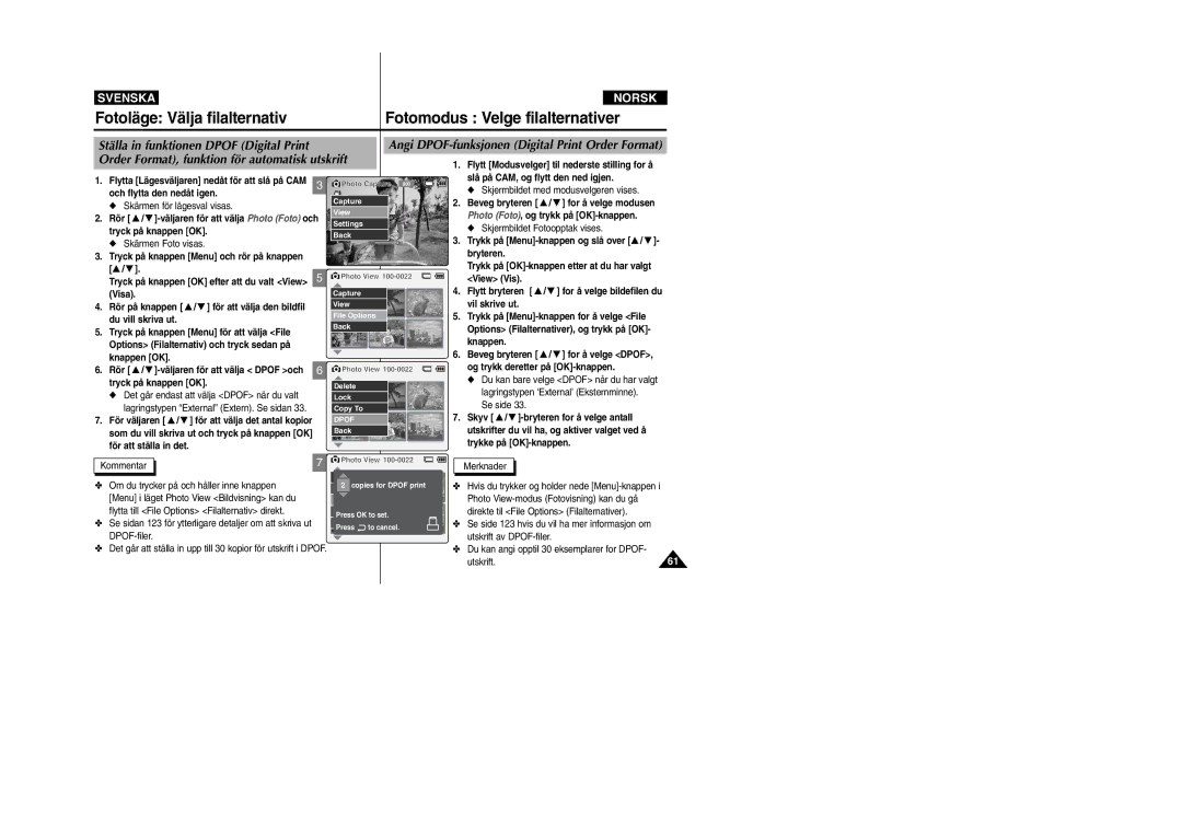 Samsung VP-X105L/XEV, VP-X105L/XEE manual Order Format, funktion för automatisk utskrift 