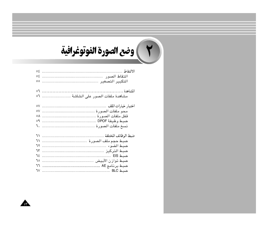 Samsung VP-M110S/KNT, VP-X110L/AND, VP-M110B/KNT, VP-M105S/HAC, VP-M110S/TAW, VP-M110S/UMG manual ﺔﻴﻓاﺮﻏﻮﺗﻮﻔﻟا ةرﻮﺼﻟا ﻊﺿو, Nk*« 