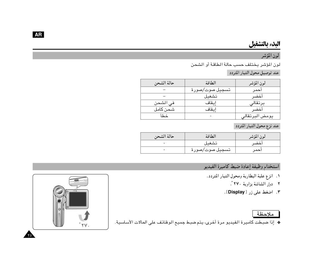 Samsung VP-X110L/AFR, VP-X110L/AND, VP-X110L/UMG, VP-X110L/HAC, VP-X110L/KNT ﻞﻴﻐﺸﺘﻟﺎﺑ ءﺪﺒﻟا, ×A « W Uš, ›Display¤ vKŽ jG« 