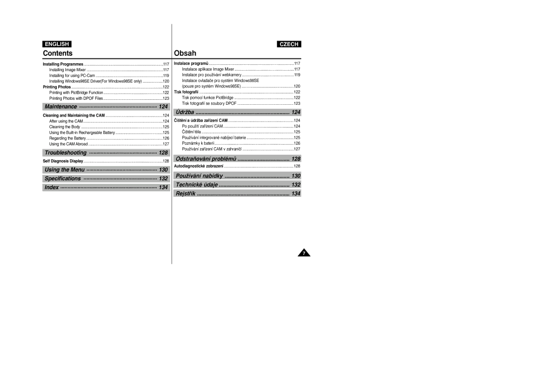 Samsung VP-X105L/XEE, VP-X110L/XEF, VP-X110L/XET, VP-X110LMEM, VP-X110L/XEC, VP-X110L/EUR, VP-X105L/XEH, VP-X110L/XEH manual 128 