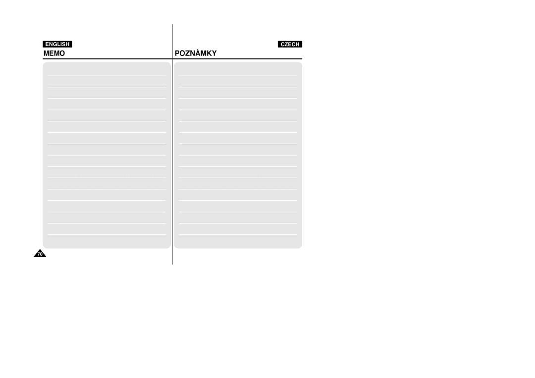 Samsung VP-X105L/XEH, VP-X110L/XEF, VP-X110L/XET, VP-X110LMEM, VP-X110L/XEC, VP-X110L/EUR, VP-X110L/XEH, VP-X105L/XEE Poznámky 