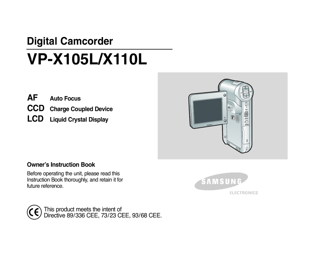 Samsung VP-X110LMEM, VP-X110L/XET manual CCD Dispositivo ad accoppiamento di carica, Manuale di istruzioni 