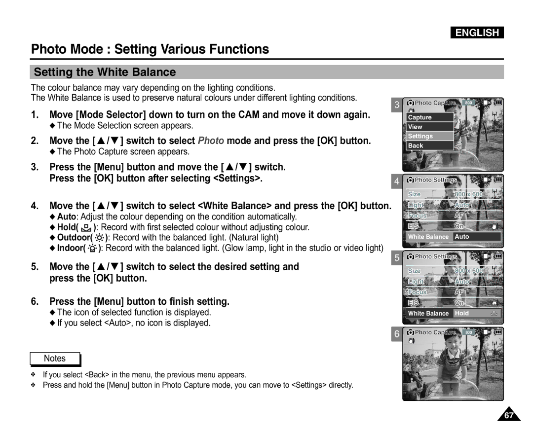 Samsung VP-X110LMEM, VP-X110L/XEF, VP-X110L/XET, VP-X110L/XEC, VP-X110L/EUR manual Press the OK button after selecting Settings 