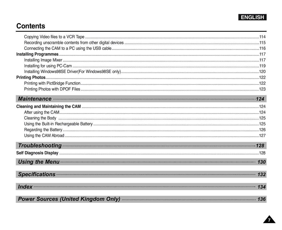 Samsung VP-X105L/XEE, VP-X110L/XEF, VP-X110L/XET, VP-X110LMEM, VP-X110L/XEC, VP-X110L/EUR, VP-X105L/XEH manual Troubleshooting 