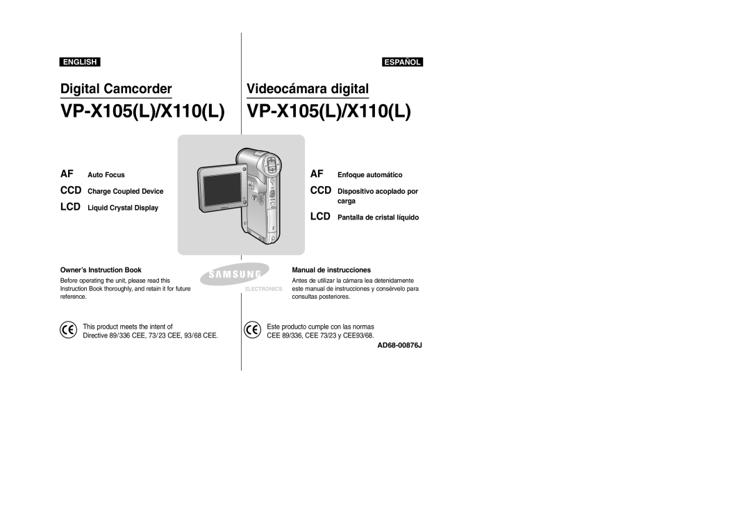 Samsung VP-X110LMEM, VP-X110L/XET manual CCD Dispositivo ad accoppiamento di carica, Manuale di istruzioni 