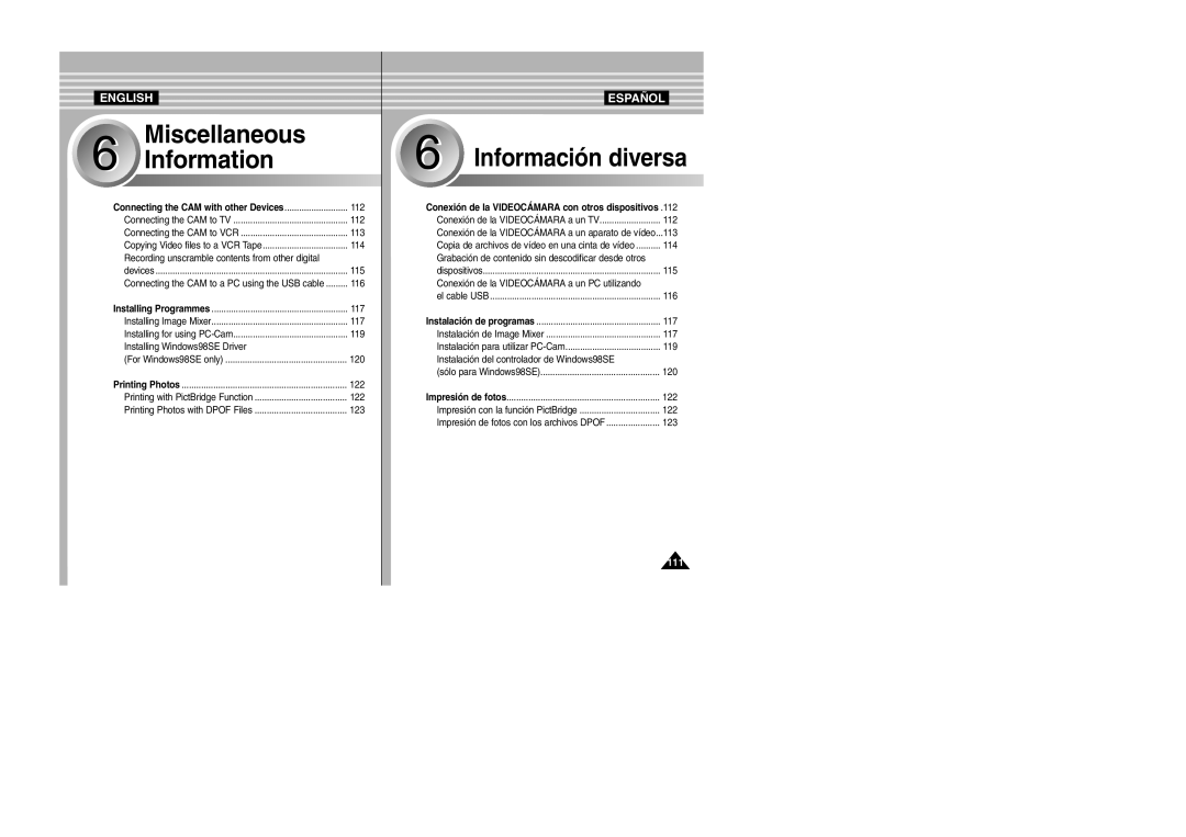 Samsung VP-X110L/XSG 112, 113, 114, Recording unscramble contents from other digital, 115, 116, 117, 119, 120, 122, 123 