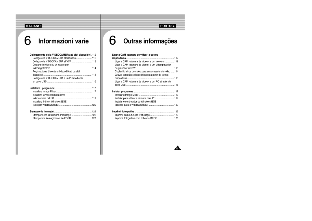 Samsung VP-X110LMEM, VP-X110L/XET manual Ligar a CAM câmara de vídeo a outros 