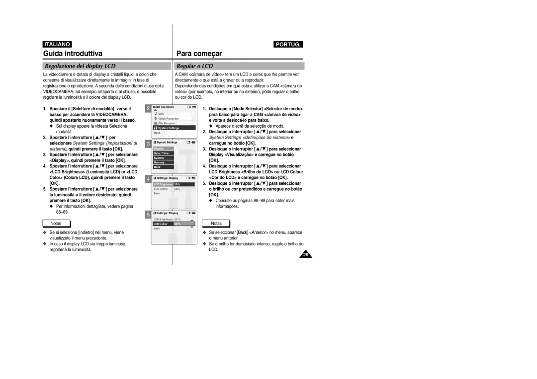 Samsung VP-X110LMEM manual Regolazione del display LCD Regular o LCD, Sul display appare la videata Seleziona modalità 