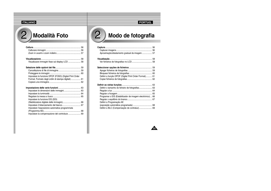 Samsung VP-X110LMEM, VP-X110L/XET manual Impostare la funzione EIS SDI, Captura 