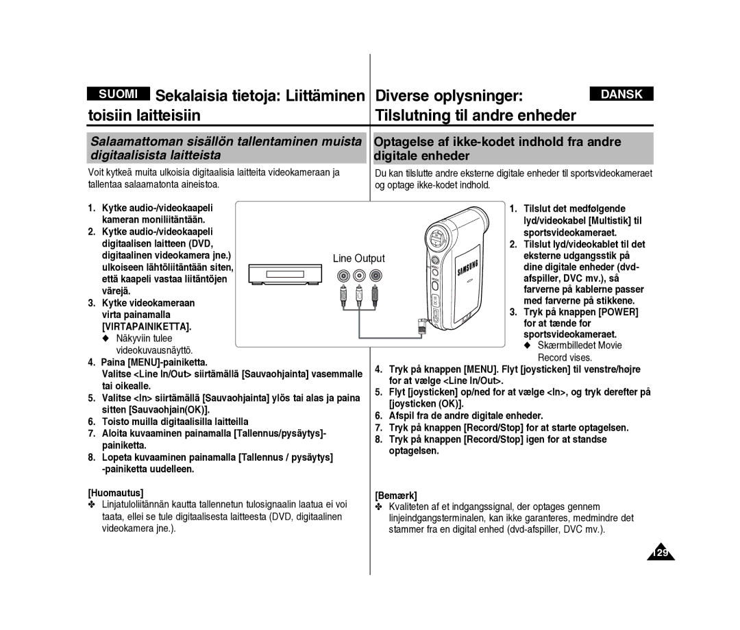 Samsung VP-X210L/XEE manual Eksterne udgangsstik på, Afspiller, DVC mv., så, Med farverne på stikkene 