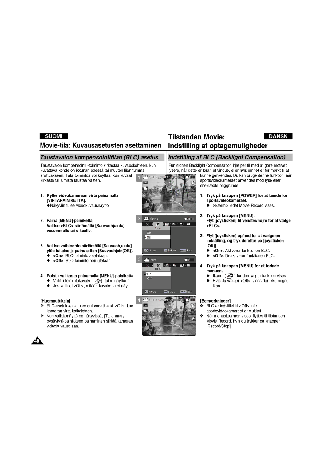 Samsung VP-X210L/XEE manual Kirkasta tai lumista taustaa vasten, Sneklædte baggrunde 