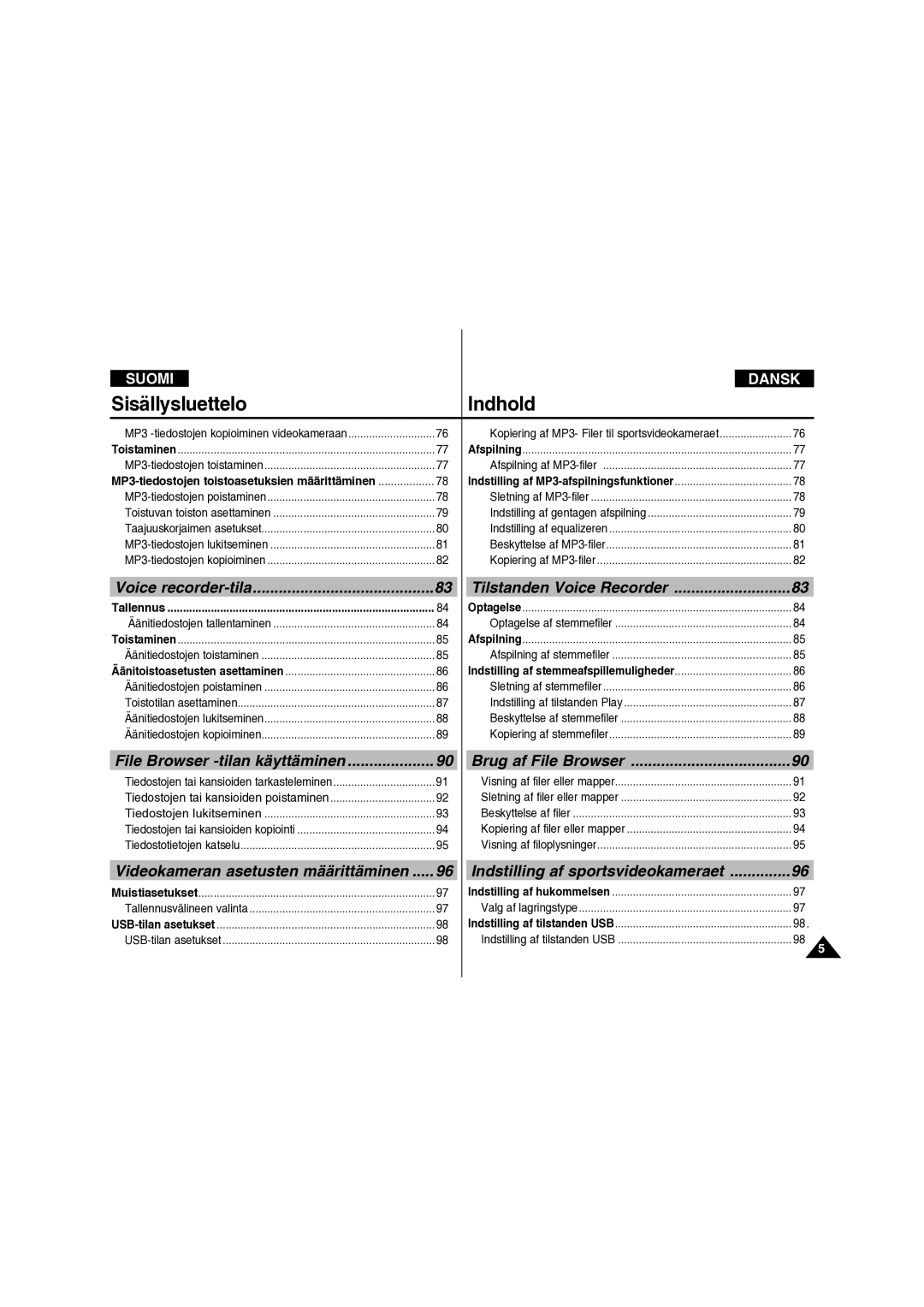 Samsung VP-X210L/XEE manual File Browser -tilan käyttäminen, MP3-tiedostojen toistoasetuksien määrittäminen 