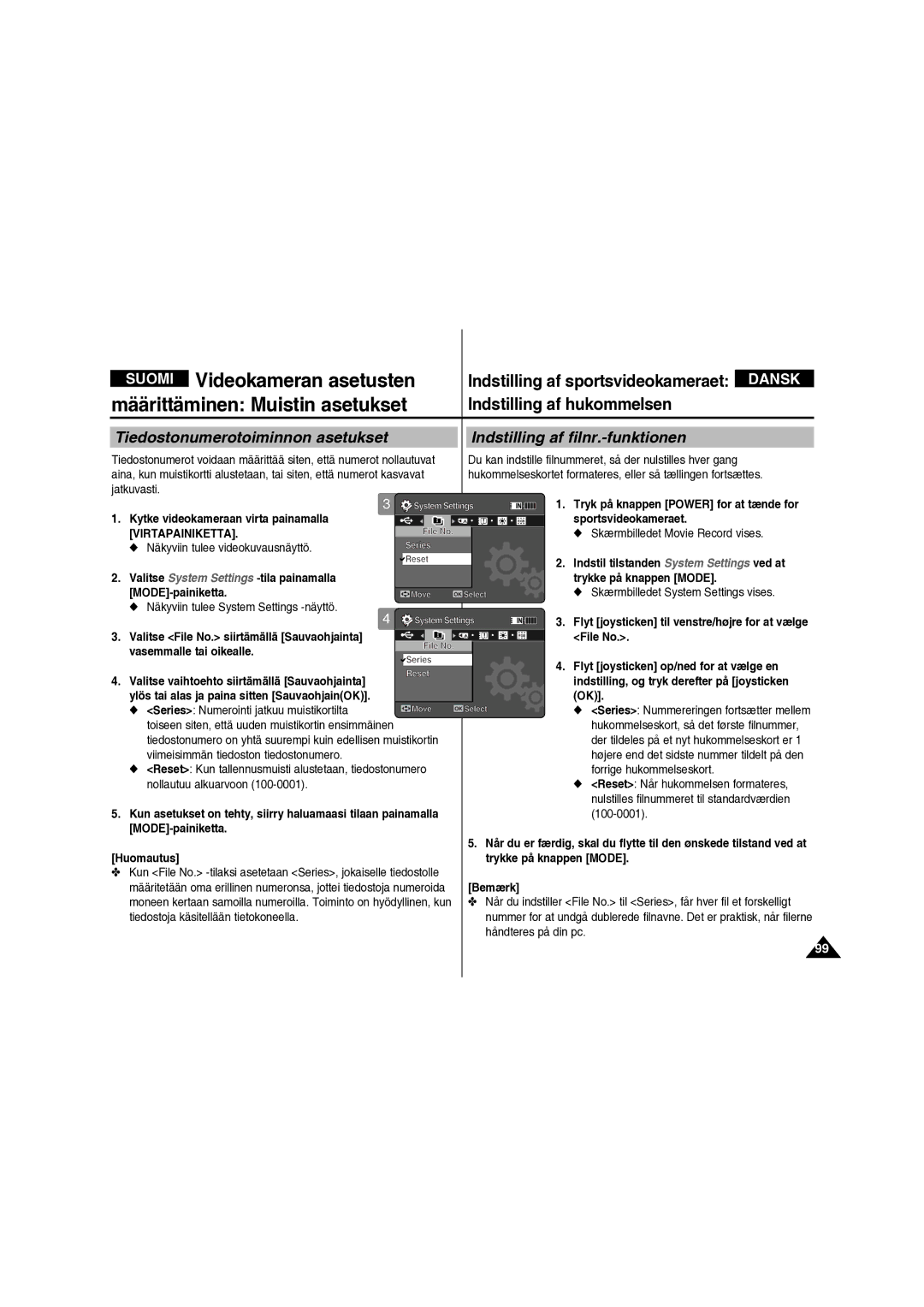 Samsung VP-X210L/XEE manual Määrittäminen Muistin asetukset, Valitse System Settings -tila painamalla MODE-painiketta 