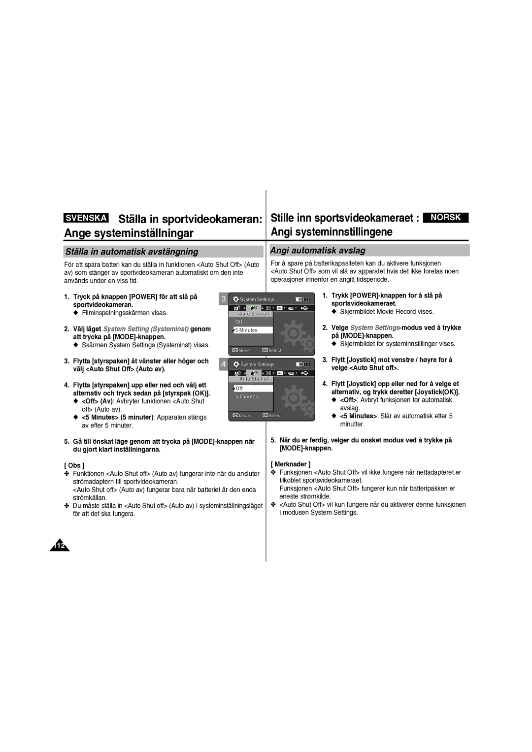 Samsung VP-X210L/XEE manual Ställa in automatisk avstängning, Angi automatisk avslag 