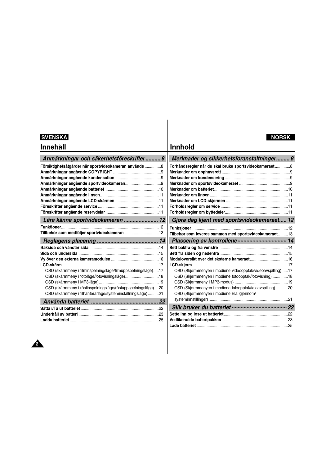 Samsung VP-X210L/XEE manual Merknader og sikkerhetsforanstaltninger, OSD Skjermmenyen i modiene Bla igjennom 