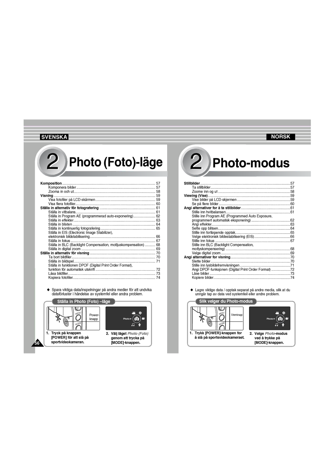 Samsung VP-X210L/XEE manual Ställa in EIS Electronic Image Stabilizer, Ställa in funktionen Dpof Digital Print Order Format 