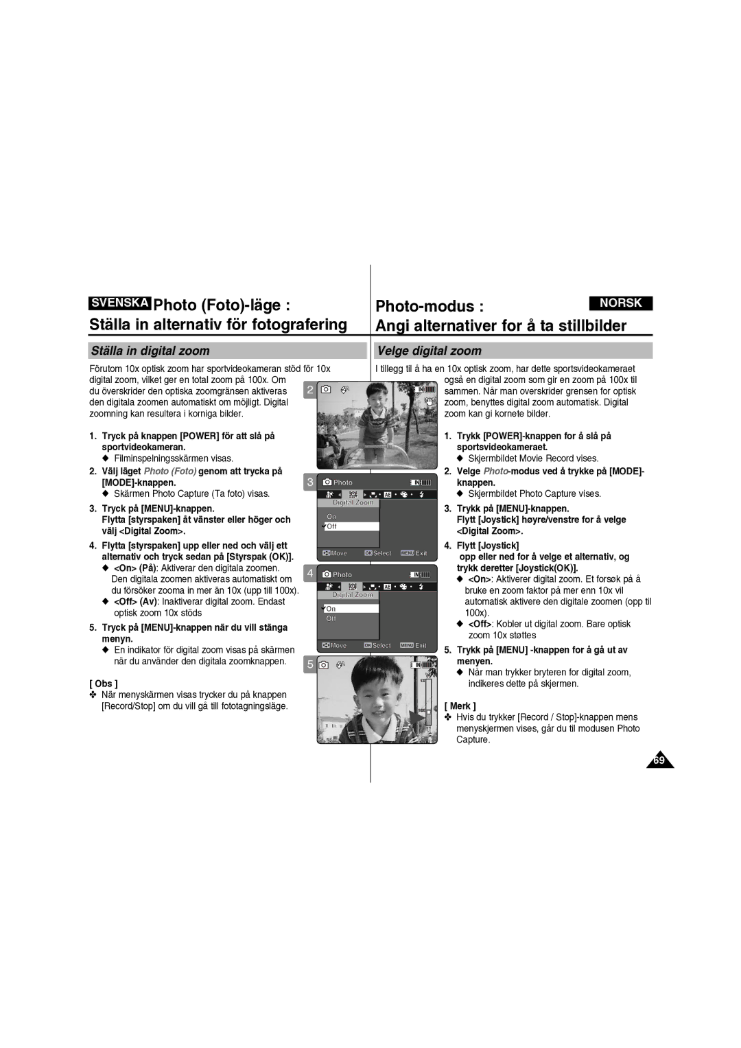 Samsung VP-X210L/XEE manual Zoomning kan resultera i korniga bilder, Zoom kan gi kornete bilder, MODE-knappen Knappen 