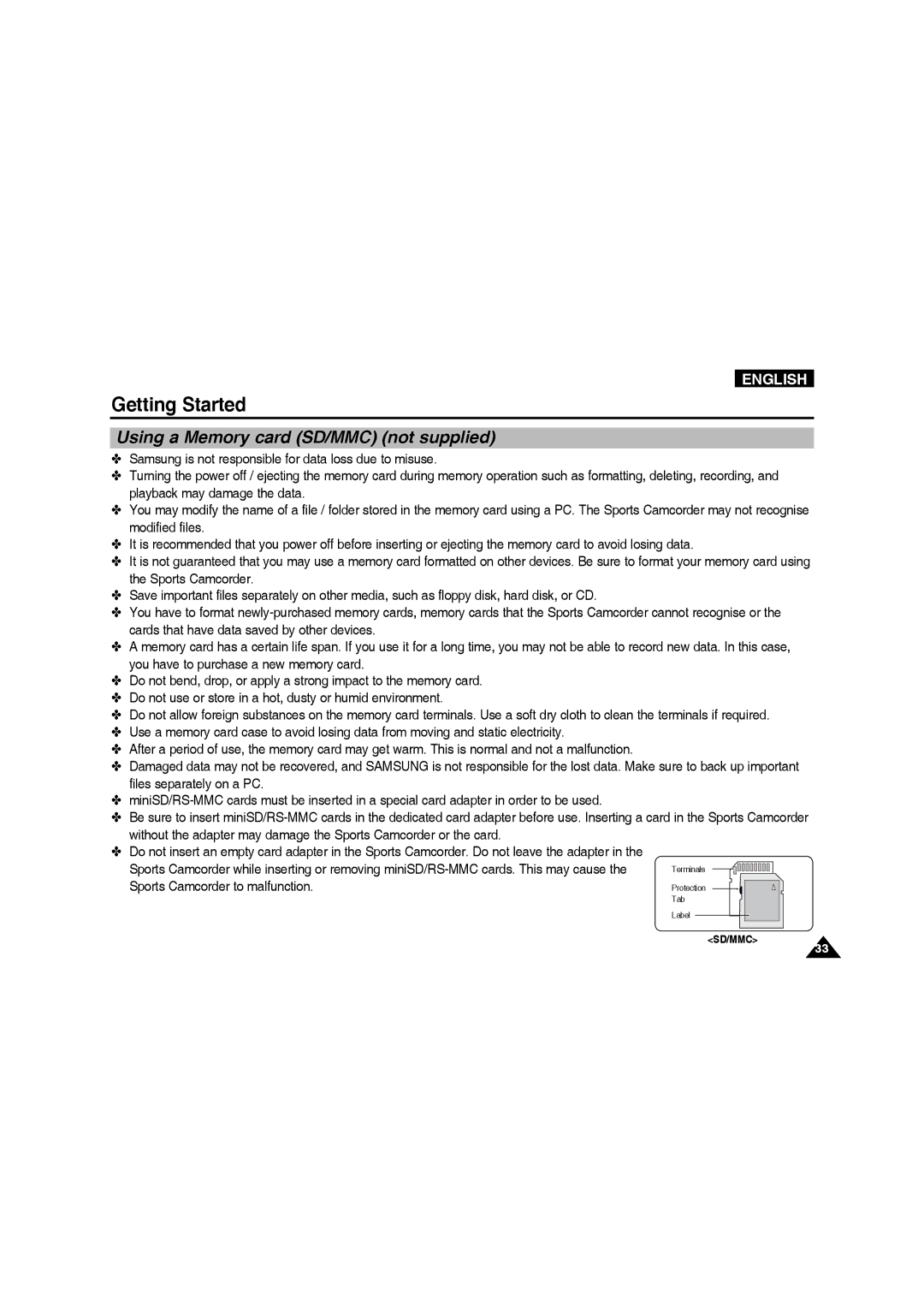 Samsung VP-X210L/EUR, VP-X210L/XEF, VP-X220L/XEF, VP-X210L/XET, VP-X220L/XET, VP-X210L/MEA, VP-X210L/CHN, VP-X220L/XEO English 