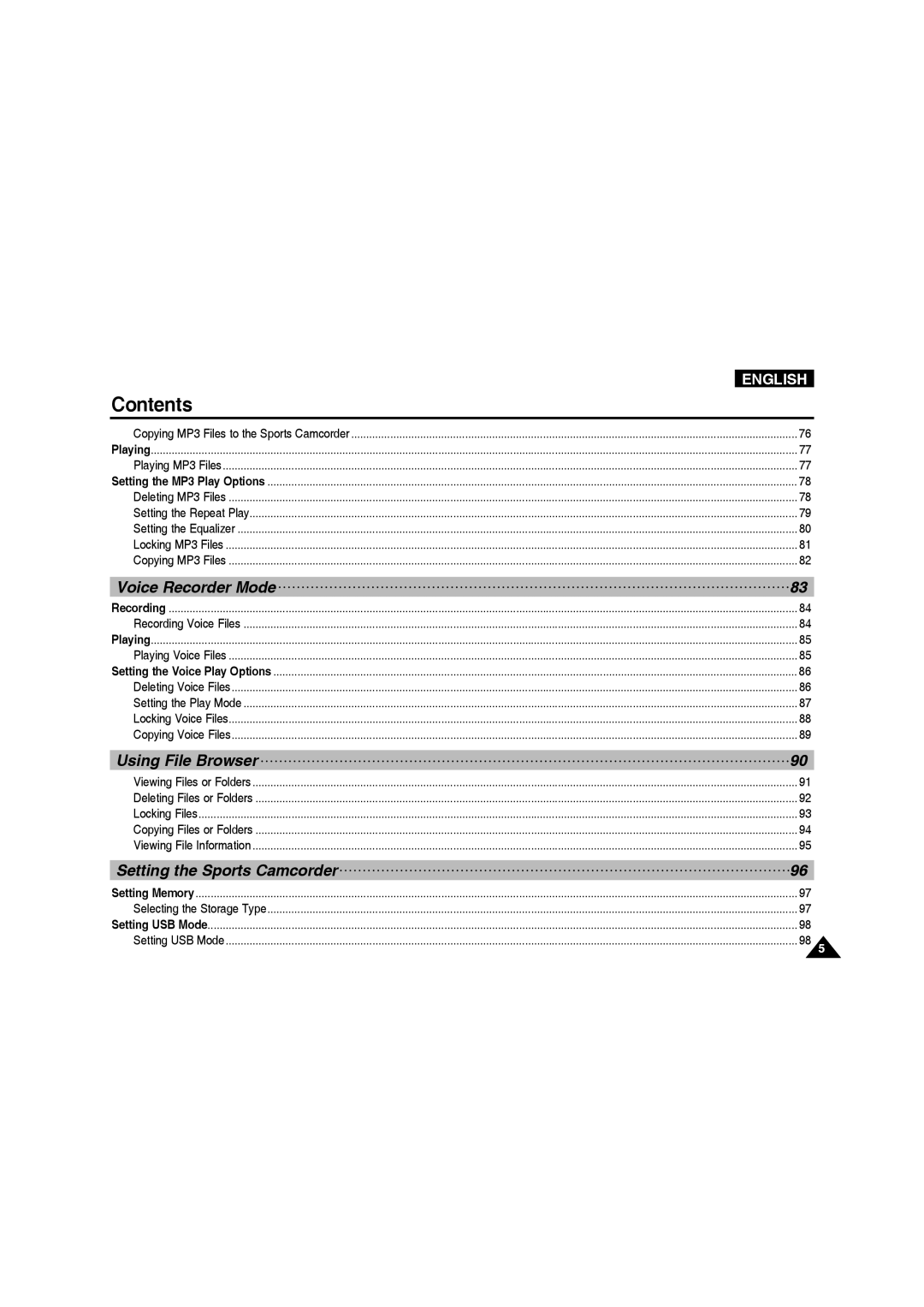 Samsung VP-X210L/CHN, VP-X210L/XEF, VP-X220L/XEF, VP-X210L/XET, VP-X220L/XET, VP-X210L/MEA manual Setting the Sports Camcorder 