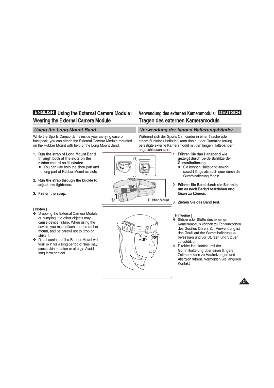 Samsung VP-X210L/MEA, VP-X210L/XEF, VP-X220L/XEF, VP-X210L/XET, VP-X220L/XET Verwendung des externen Kameramoduls Deutsch 