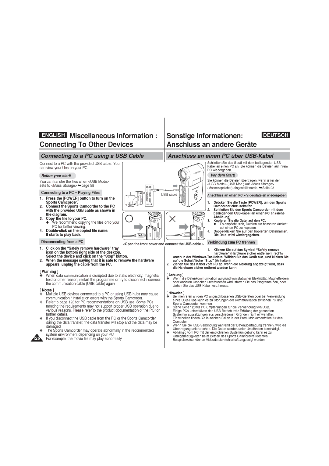 Samsung VP-X210L/XEF manual Connecting to a PC Playing Files, Diagram, Copy the file to your PC, It starts to play back 