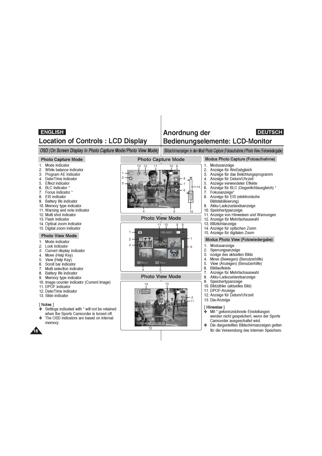 Samsung VP-X210L/XEF, VP-X220L/XEF, VP-X210L/XET, VP-X220L/XET, VP-X210L/MEA, VP-X210L/CHN Photo Capture Mode, Photo View Mode 