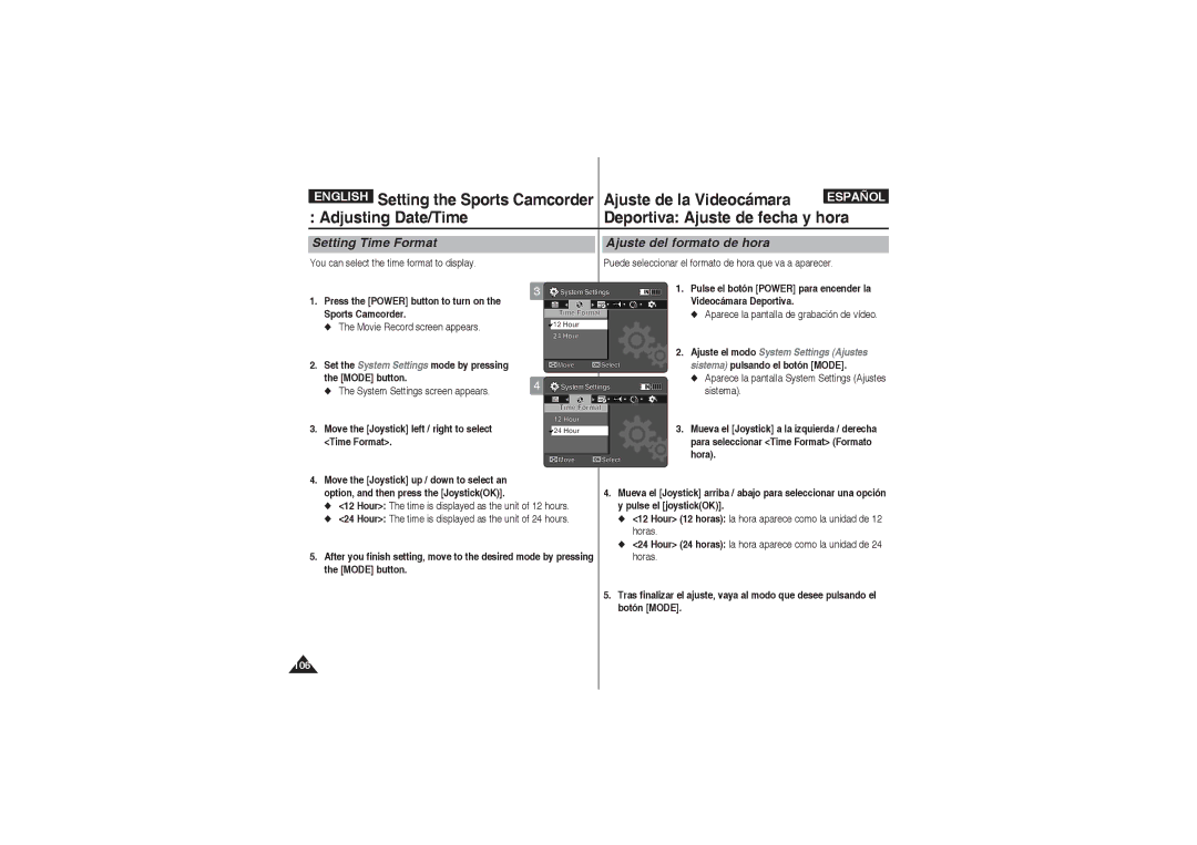 Samsung VP-X220L/XEO manual Ajuste del formato de hora, Puede seleccionar el formato de hora que va a aparecer, Time Format 