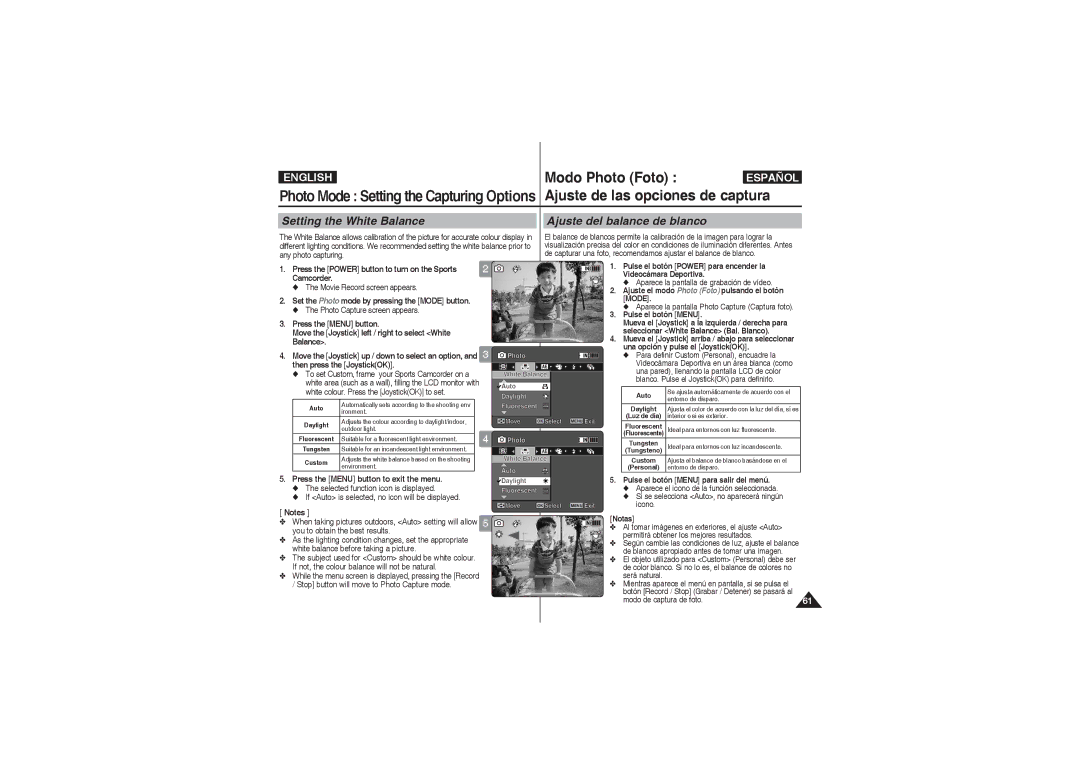 Samsung VP-X220L/XEO, VP-X210L/XEF, VP-X220L/XEF, VP-X210L/XET, VP-X220L/XET, VP-X210L/MEA, VP-X210L/CHN manual Modo Photo Foto 