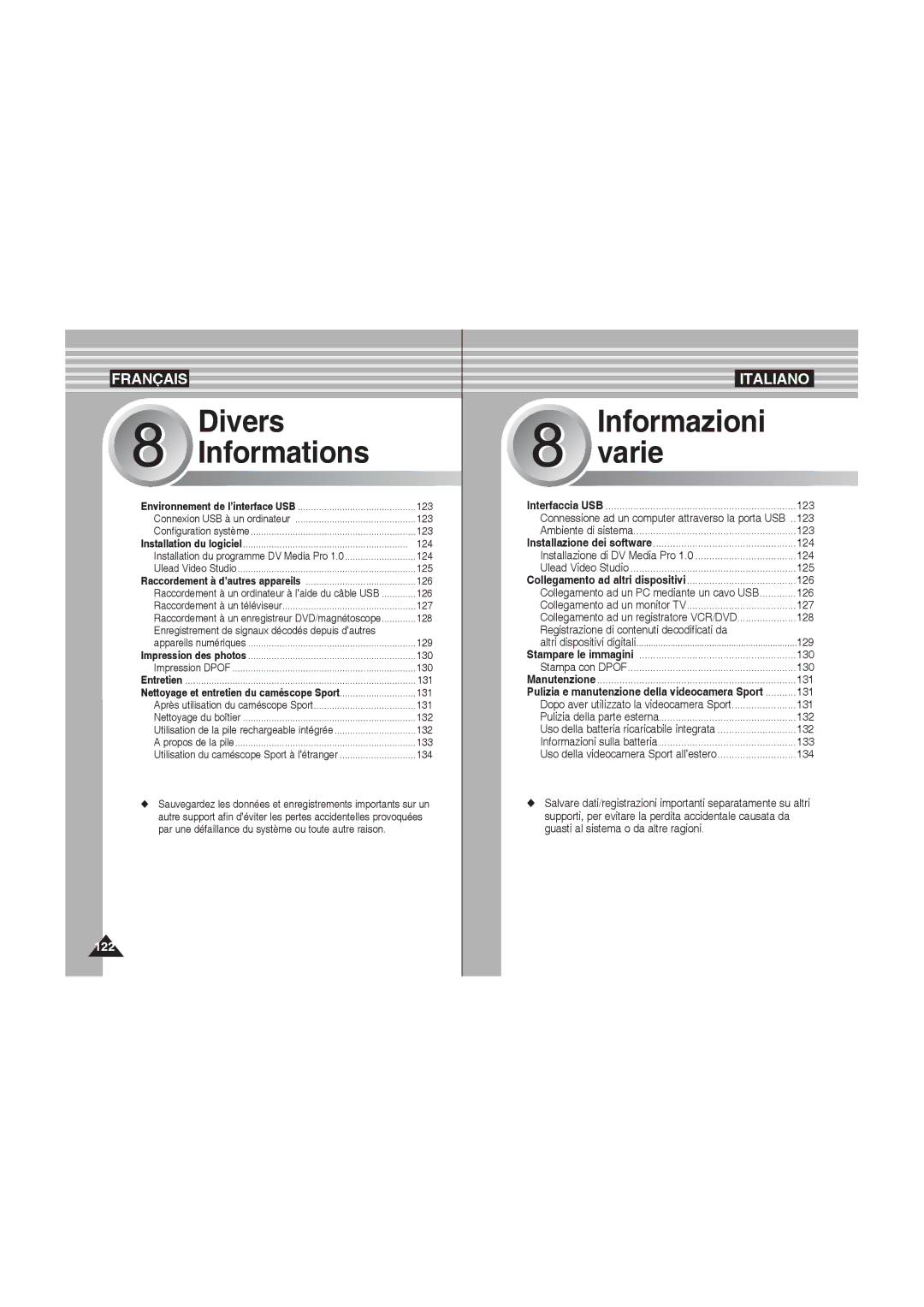 Samsung VP-X210L/XET 123, 124, 125, Raccordement à un ordinateur à l’aide du câble USB, 127, 129, 130, 131, 132, 133, 126 