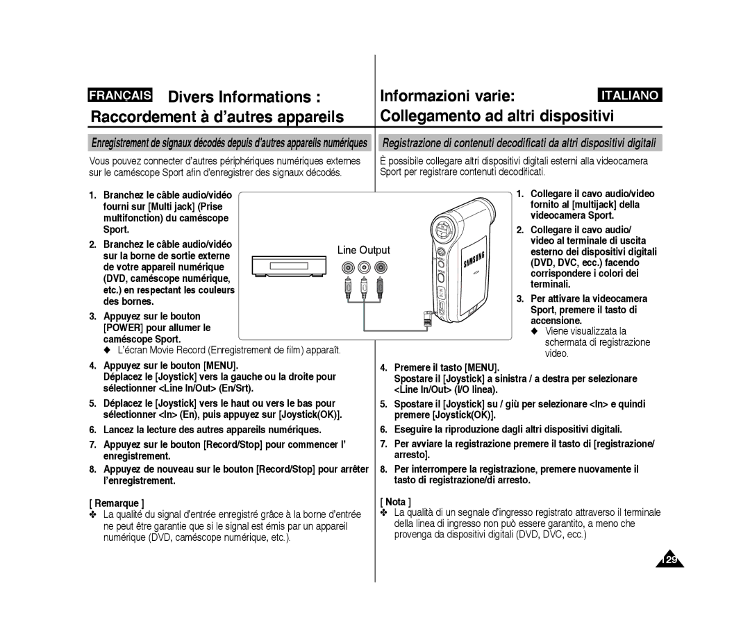 Samsung VP-X220L/XEF, VP-X210L/XEF, VP-X210L/XET, VP-X220L/XET manual Divers Informations Informazioni varie 