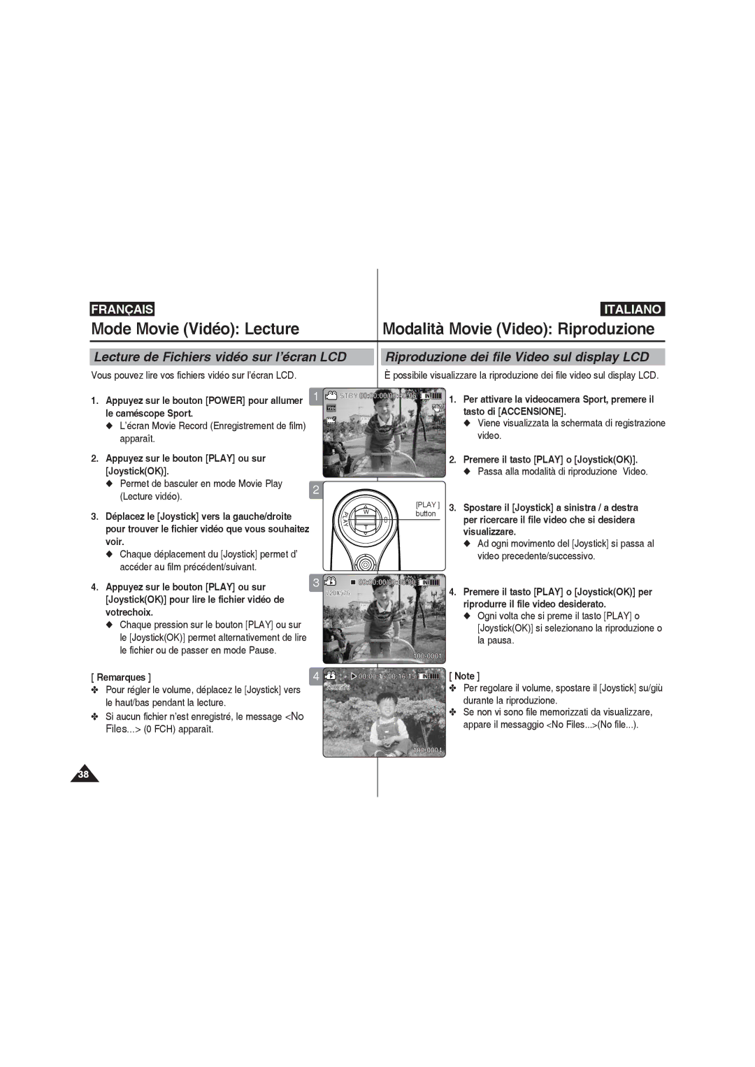 Samsung VP-X210L/XET, VP-X210L/XEF, VP-X220L/XEF manual Appuyez sur le bouton Power pour allumer le caméscope Sport, Video 