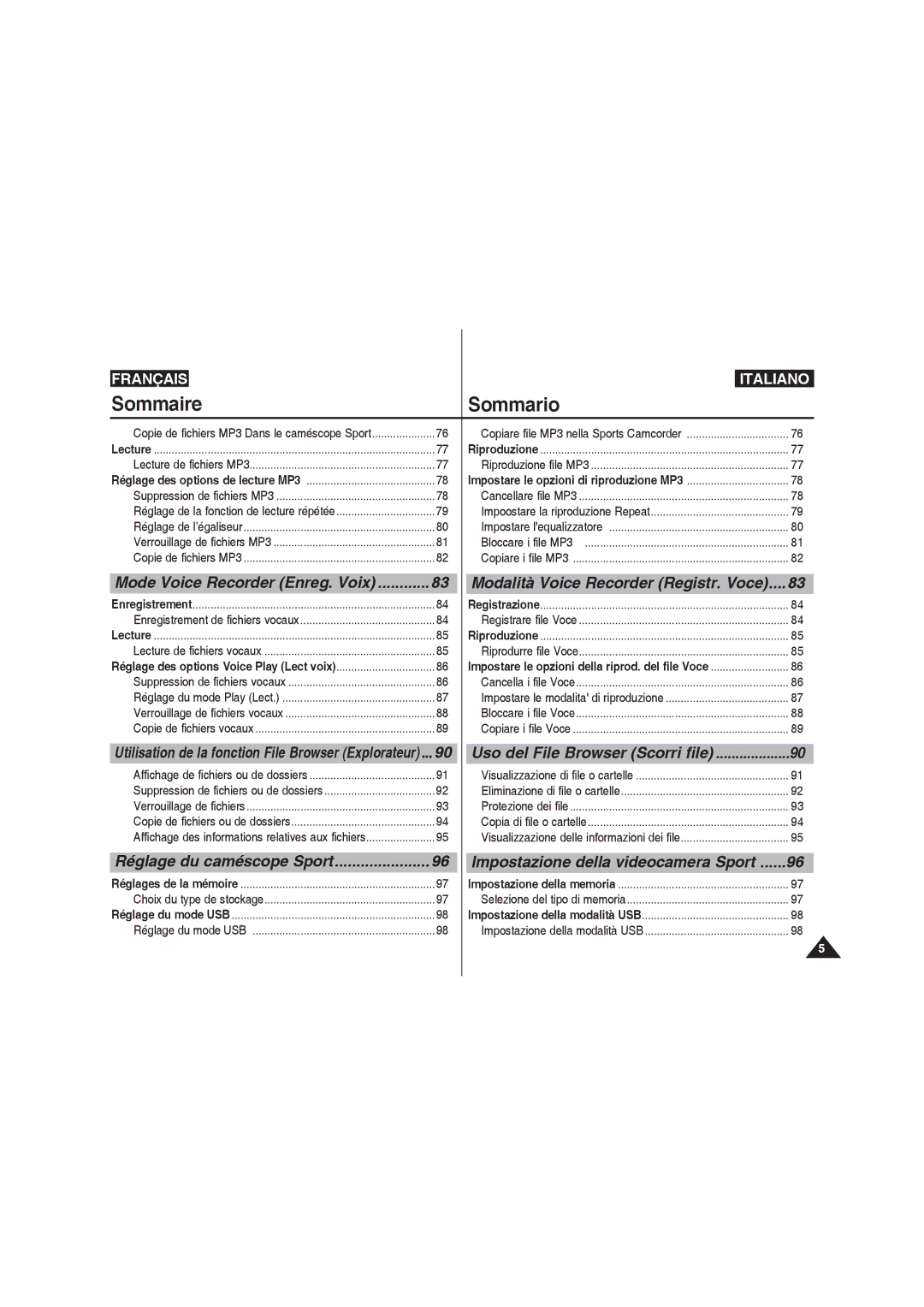 Samsung VP-X220L/XEF, VP-X210L/XEF Réglage de la fonction de lecture répétée, Impostare le opzioni di riproduzione MP3 