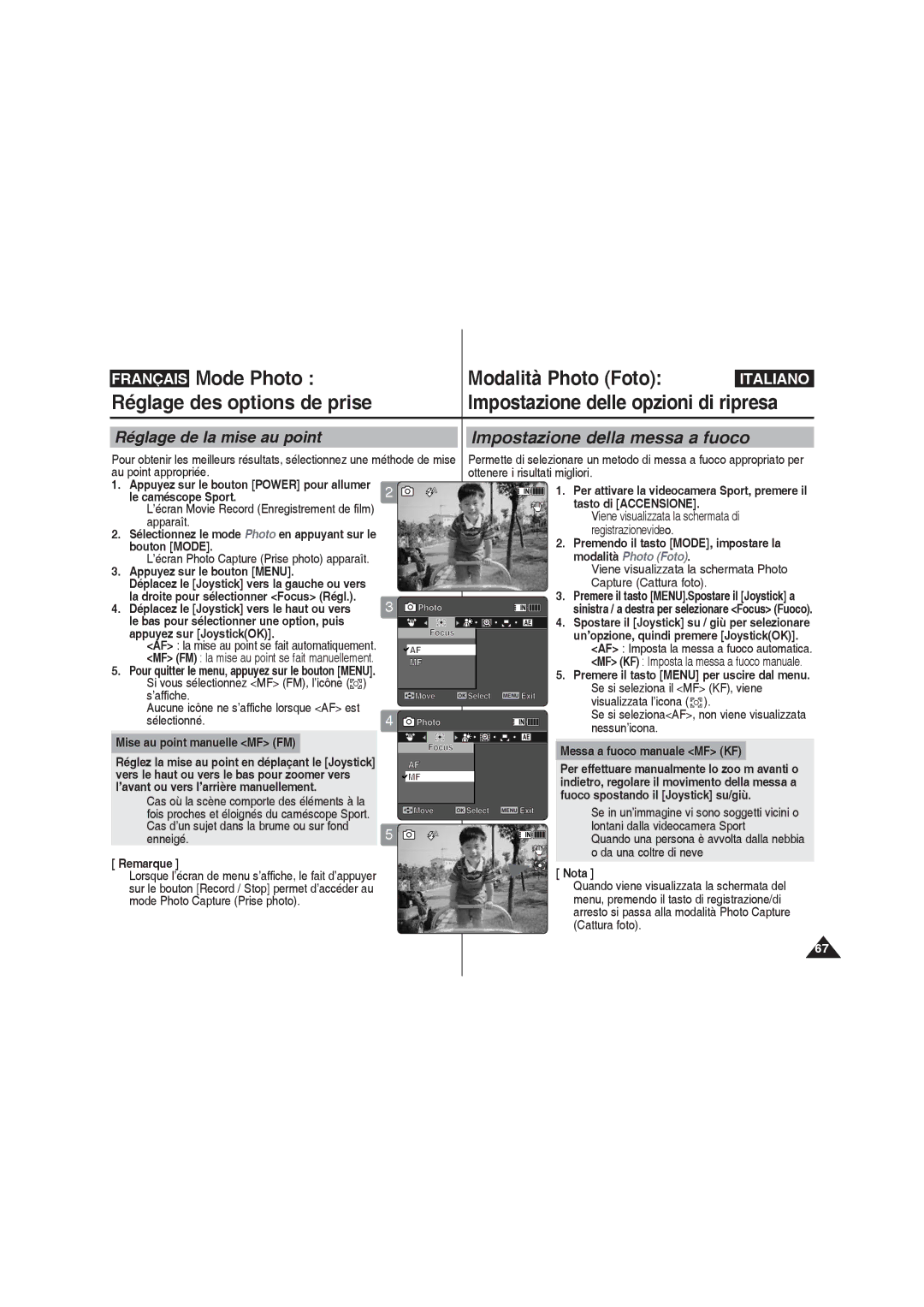 Samsung VP-X220L/XET, VP-X210L/XEF, VP-X220L/XEF, VP-X210L/XET manual Réglage de la mise au point 