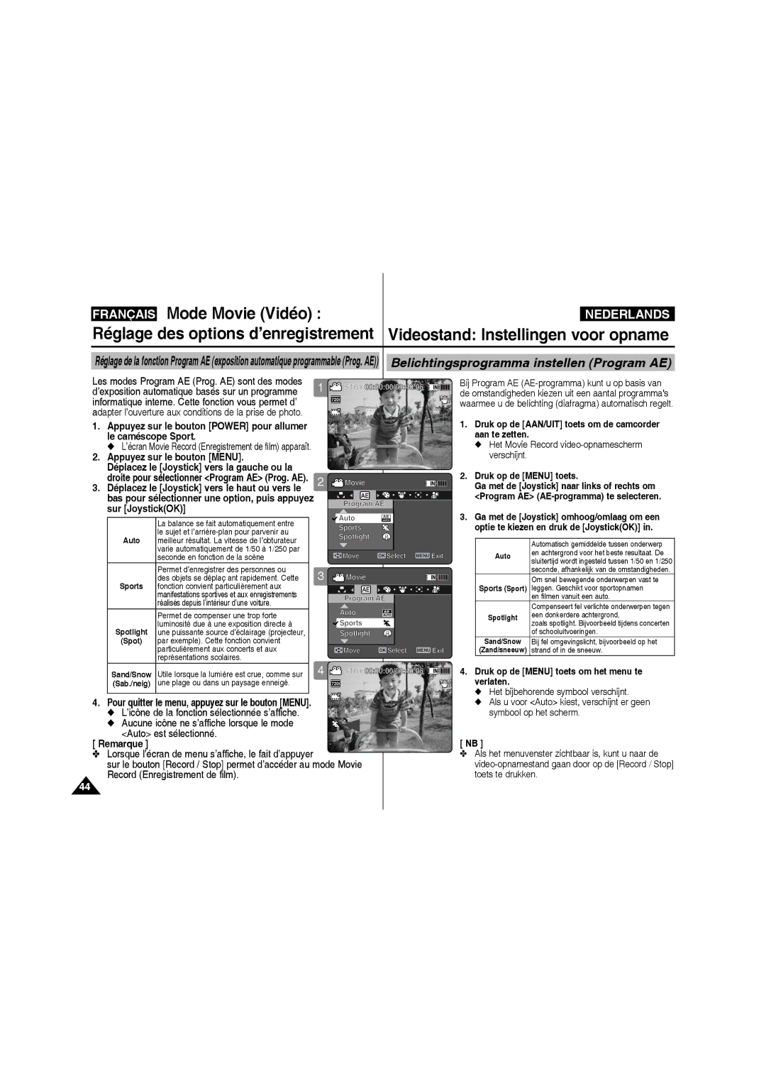 Samsung VP-X210L/XEF manual Aan te zetten, Verschijnt, Druk op de Menu toets, Aucune icône ne s’affiche lorsque le mode 