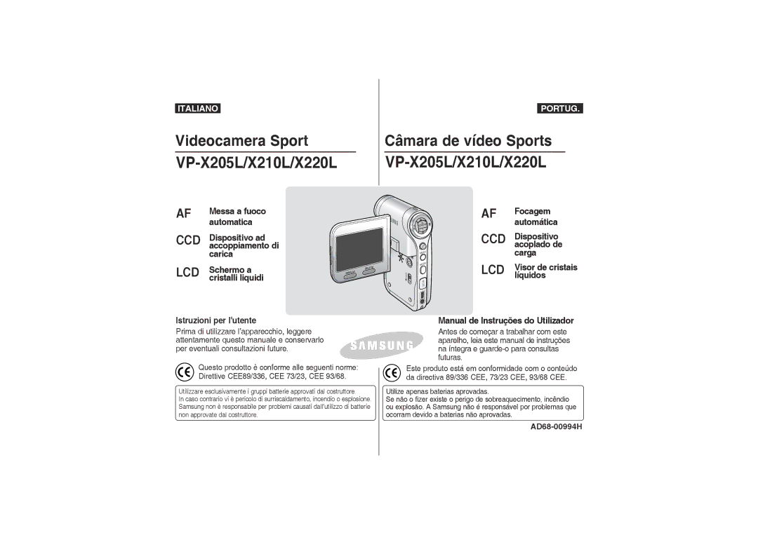 Samsung VP-X220L/XET, VP-X210L/XET manual Ccd Lcd 