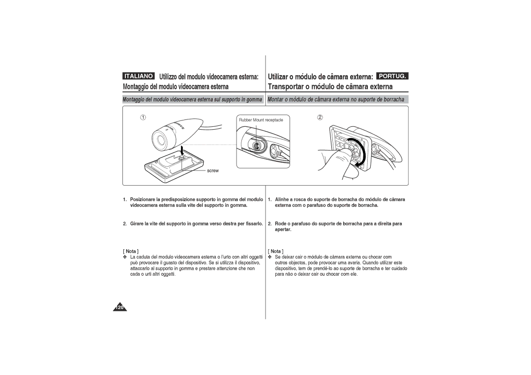 Samsung VP-X210L/XET, VP-X220L/XET manual Screw, Nota 