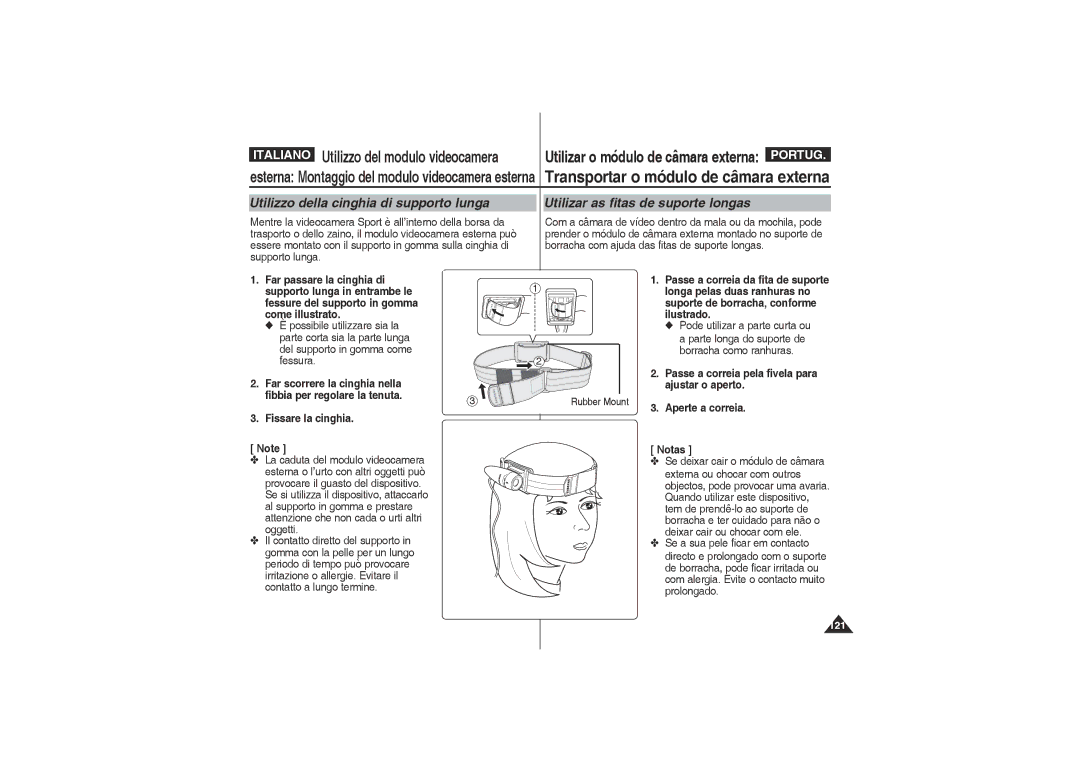 Samsung VP-X220L/XET manual Esterna Montaggio del modulo videocamera esterna, Far passare la cinghia di, Aperte a correia 