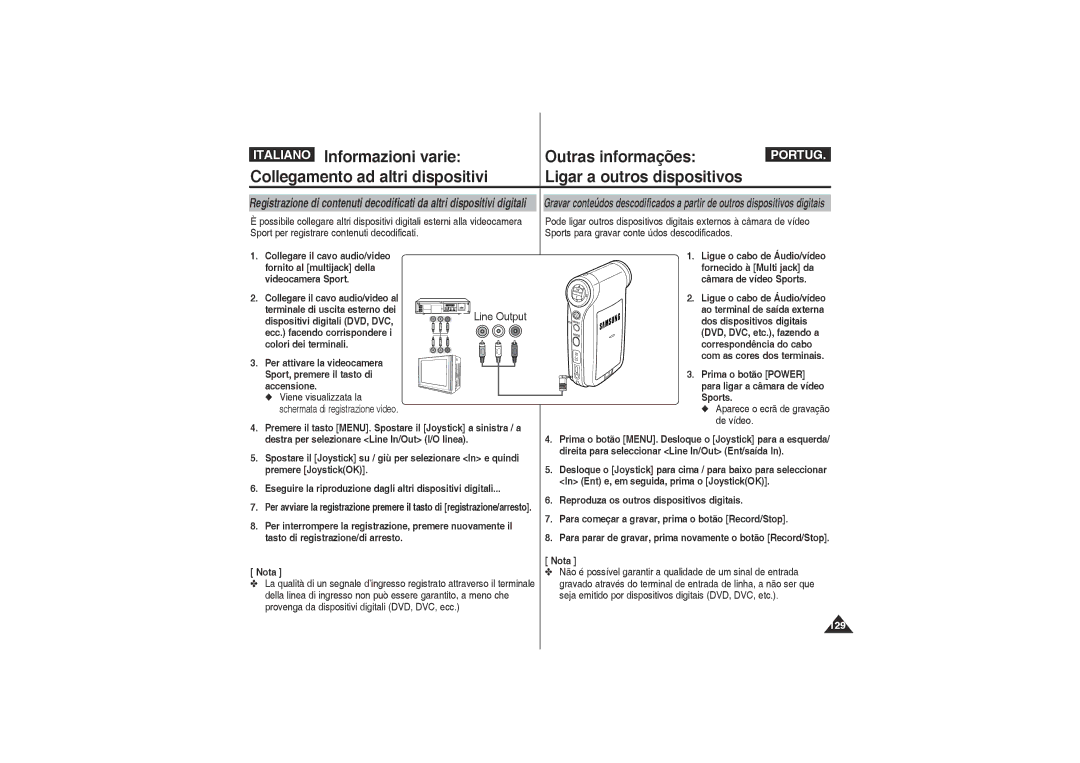 Samsung VP-X220L/XET, VP-X210L/XET manual Line Output 