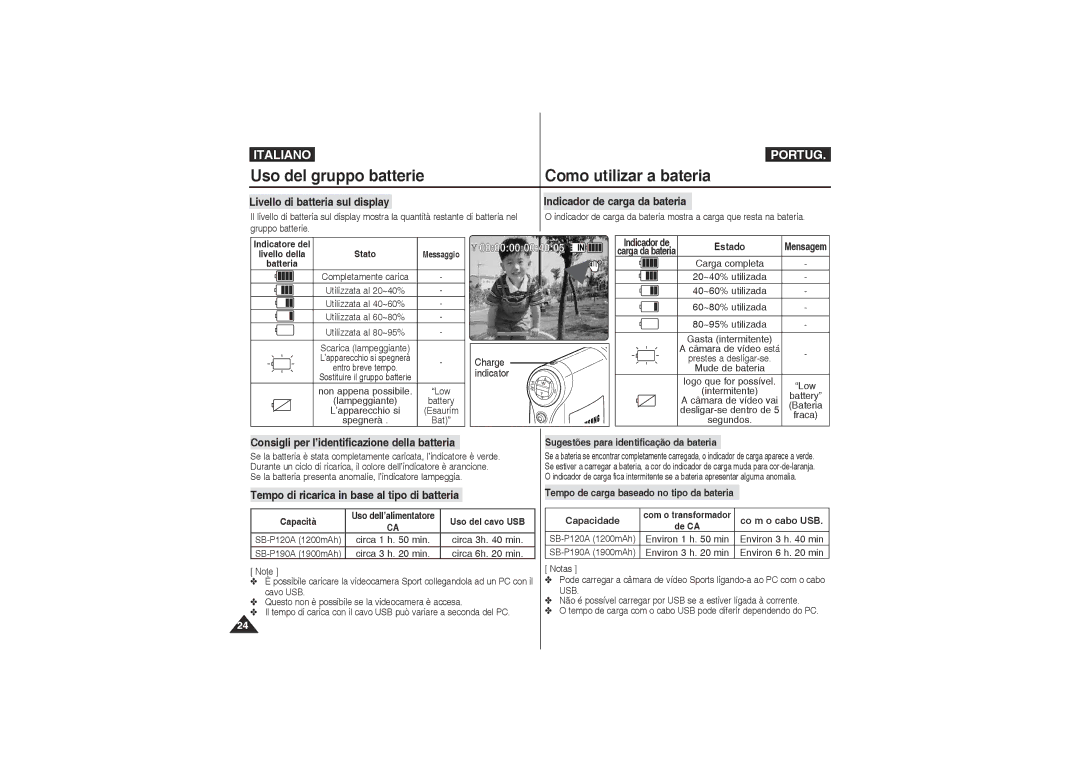 Samsung VP-X210L/XET, VP-X220L/XET manual Recording, Consigli per l’identificazione della batteria 