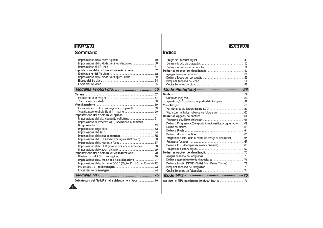 Samsung VP-X210L/XET, VP-X220L/XET manual Modalità MP3, Impostazione di Program AE Esposizione Automatica 