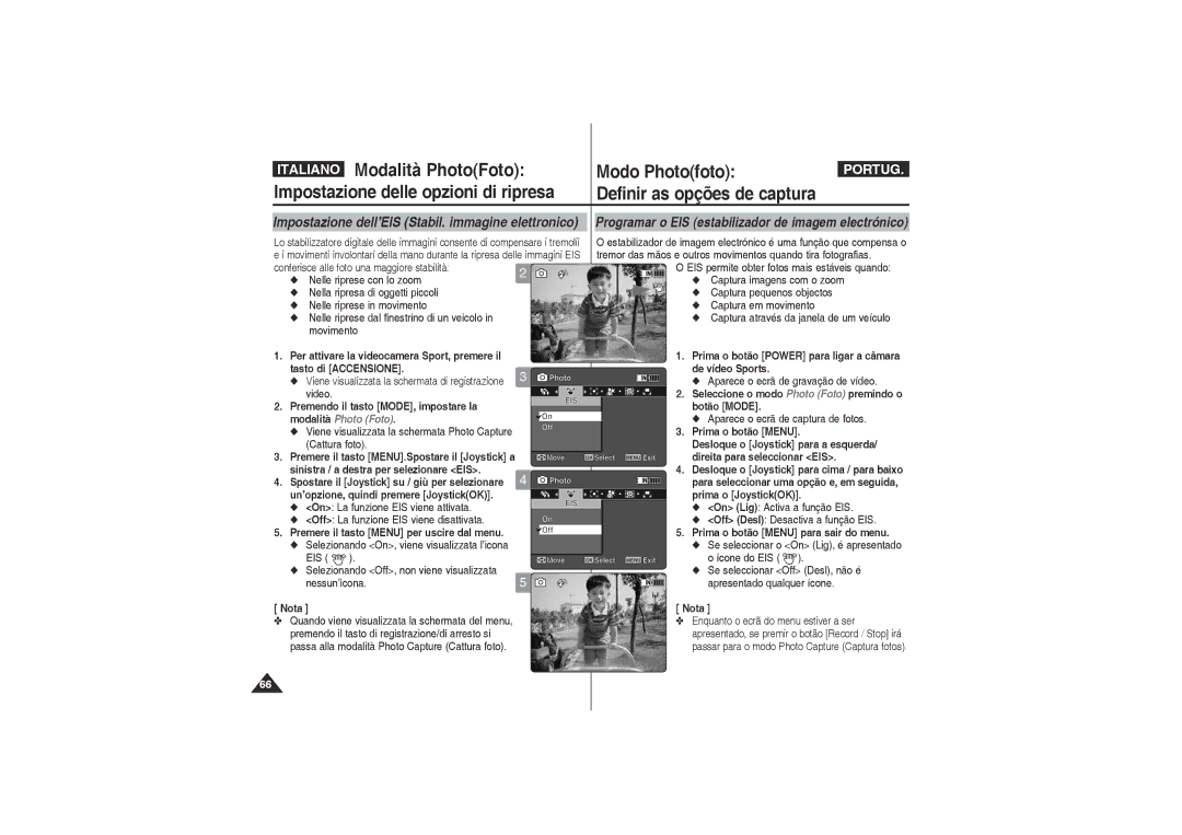 Samsung VP-X210L/XET, VP-X220L/XET Video Premendo il tasto MODE, impostare la, Sinistra / a destra per selezionare EIS 