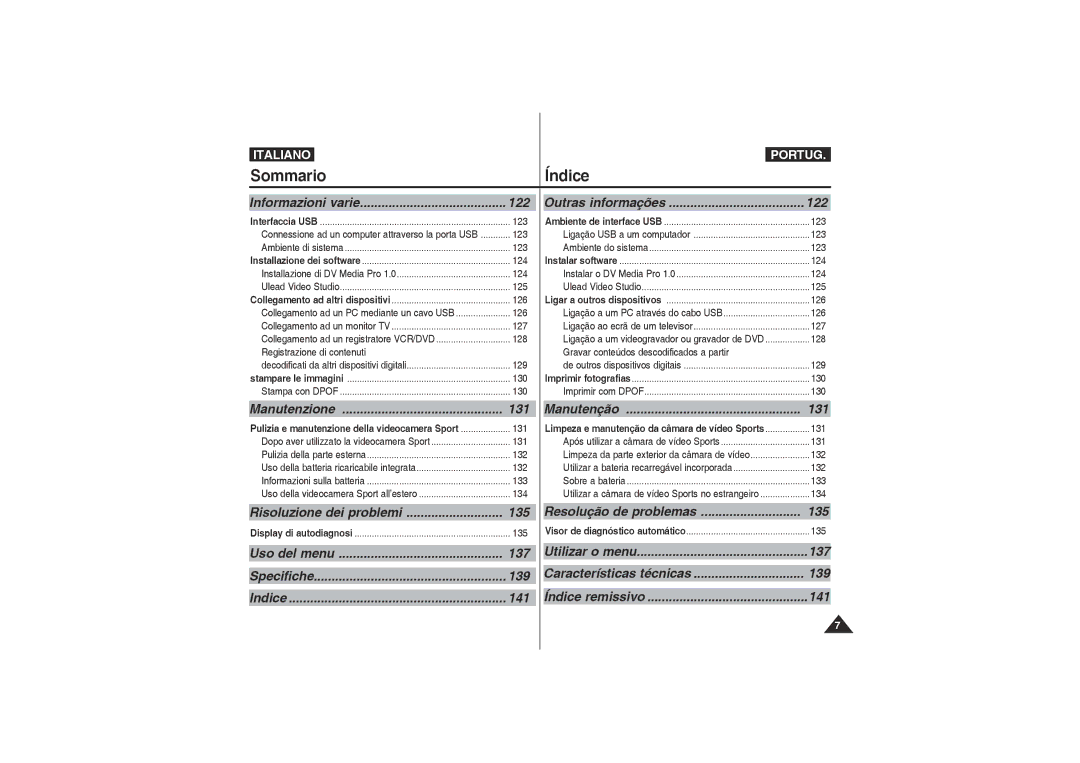 Samsung VP-X220L/XET, VP-X210L/XET manual 122, 131, 135, 137, 139, 141 