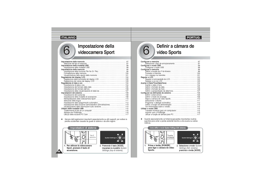 Samsung VP-X210L/XET, VP-X220L/XET manual Definir a câmara de 