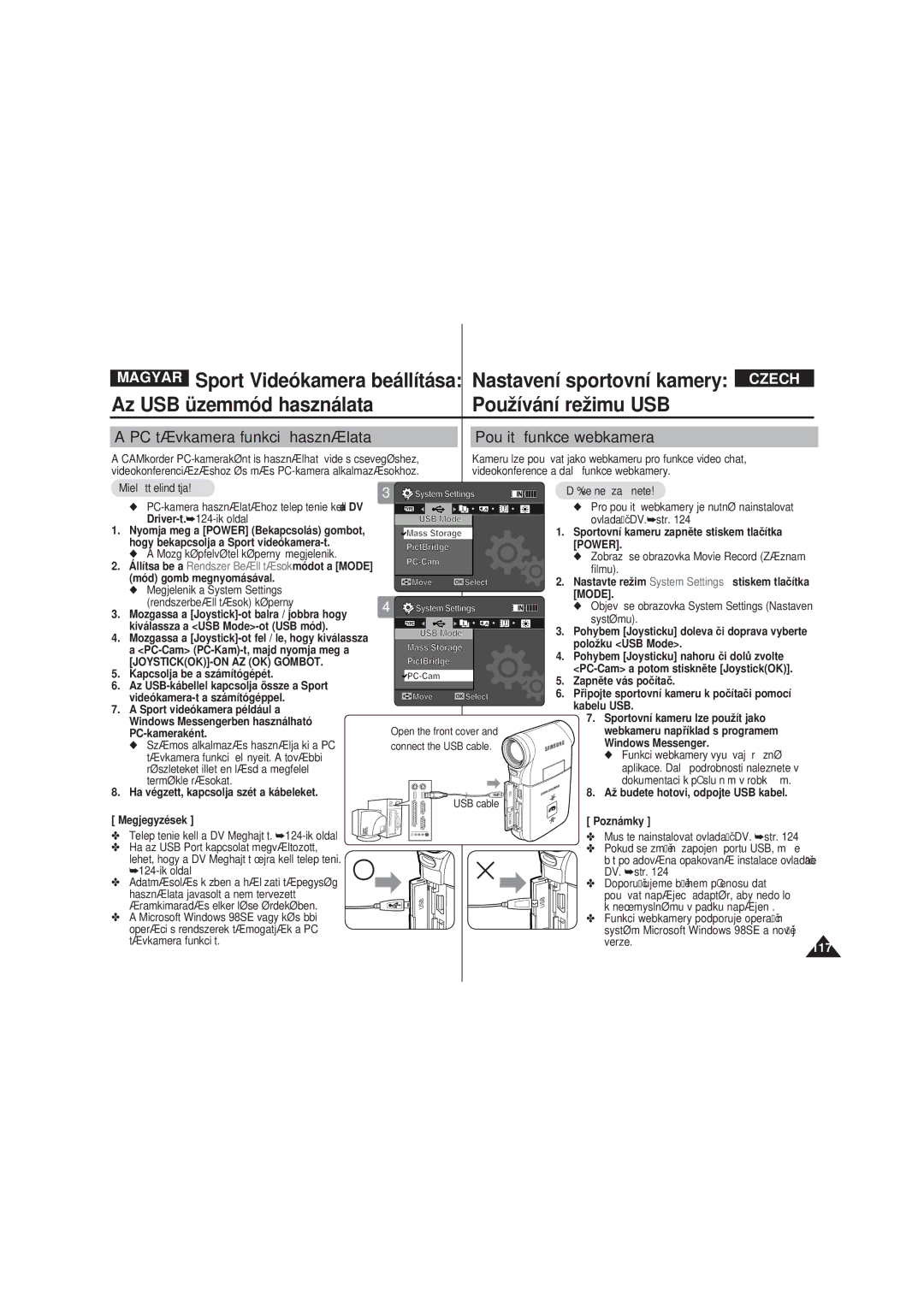 Samsung VP-X220L/XEO manual PC távkamera funkció használata Použití funkce webkamera 