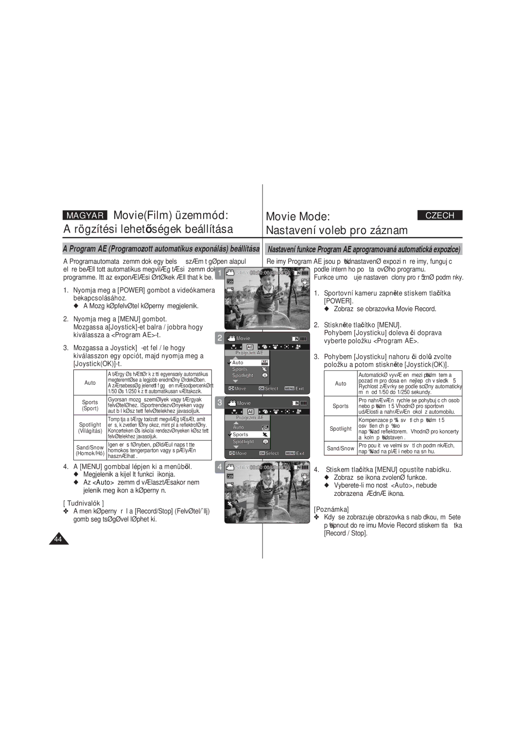 Samsung VP-X220L/XEO manual Podle interního počítačového programu, Megjelenik a kijelölt funkció ikonja 