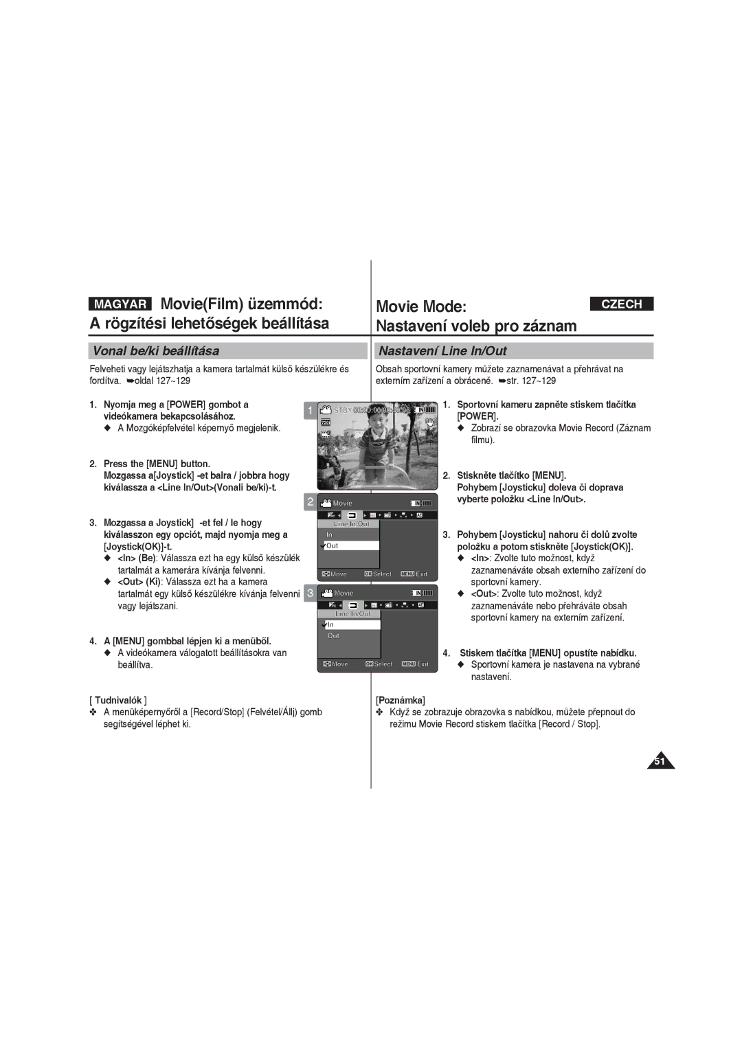 Samsung VP-X220L/XEO manual Vonal be/ki beállítása, Nastavení Line In/Out 