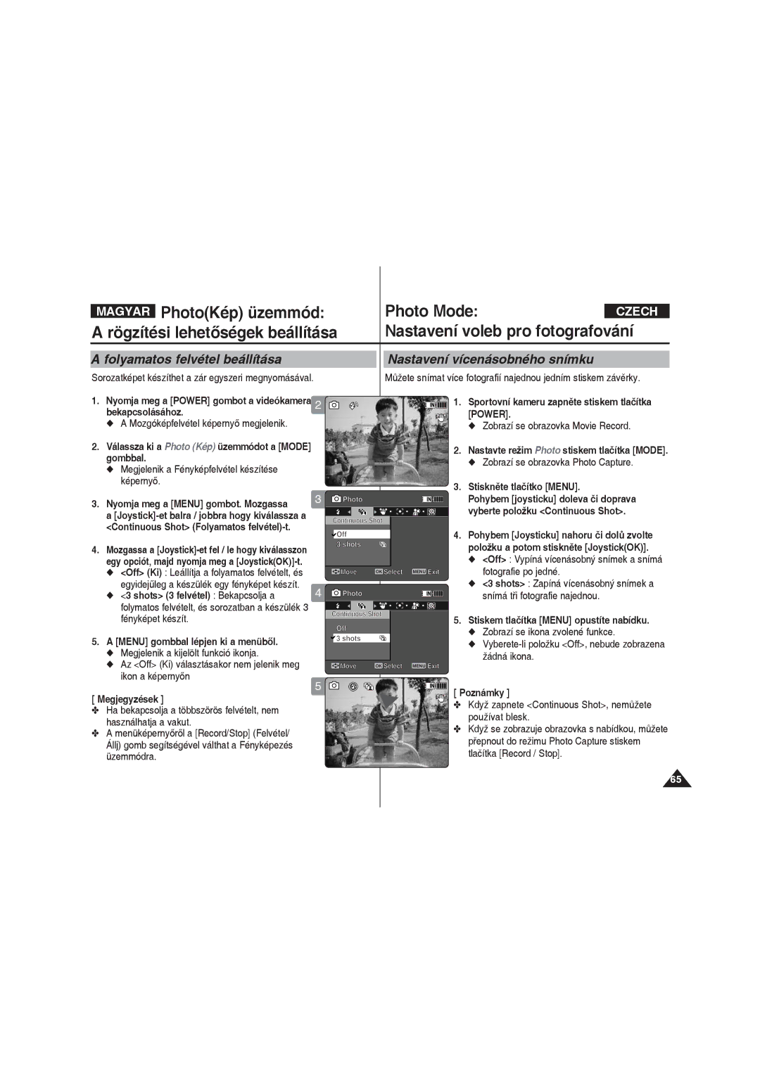 Samsung VP-X220L/XEO manual Nastavení vícenásobného snímku 