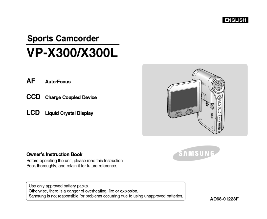 Samsung VP-X300L manual Owner’s Instruction Book, AD68-01228F 