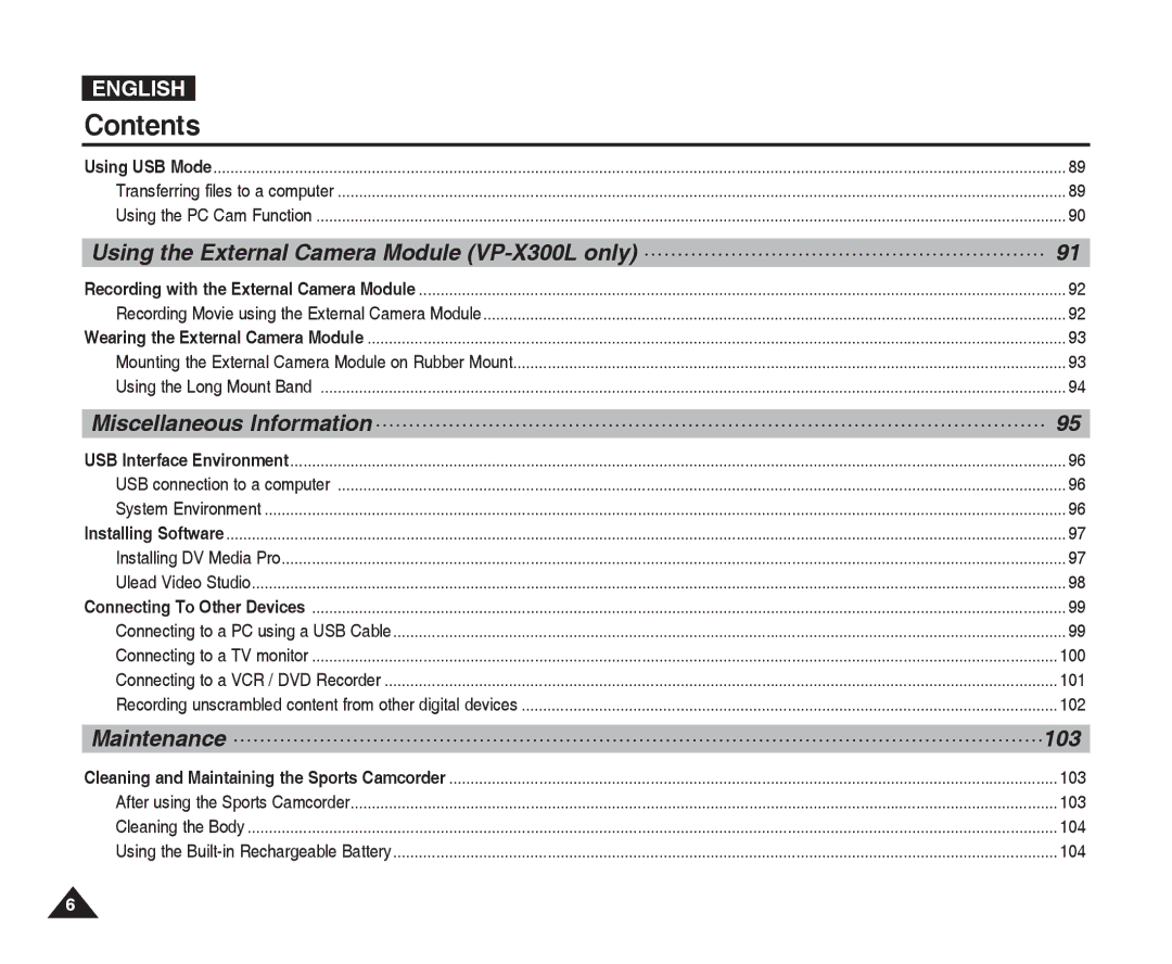 Samsung manual Using the External Camera Module VP-X300L only 